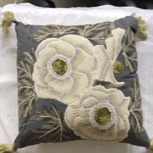 Grey floral pillow